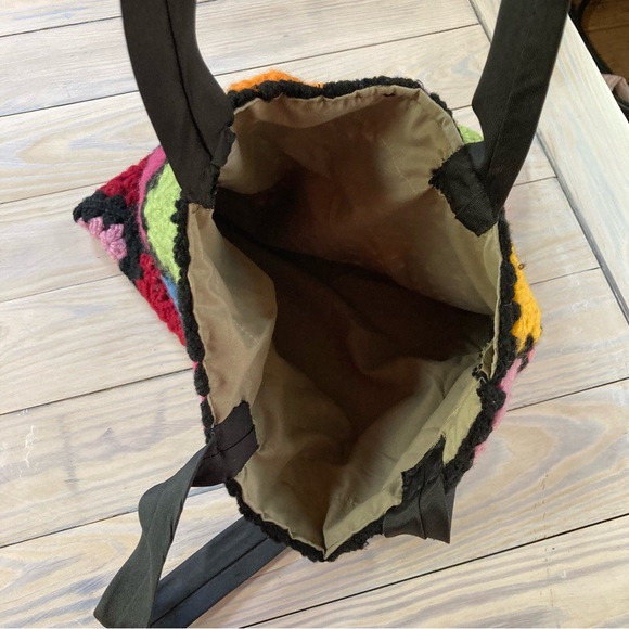 Granny Square Crochet Tote Bag Book Bag Colorful Floral 13 x 13 inches - Picture 6 of 8